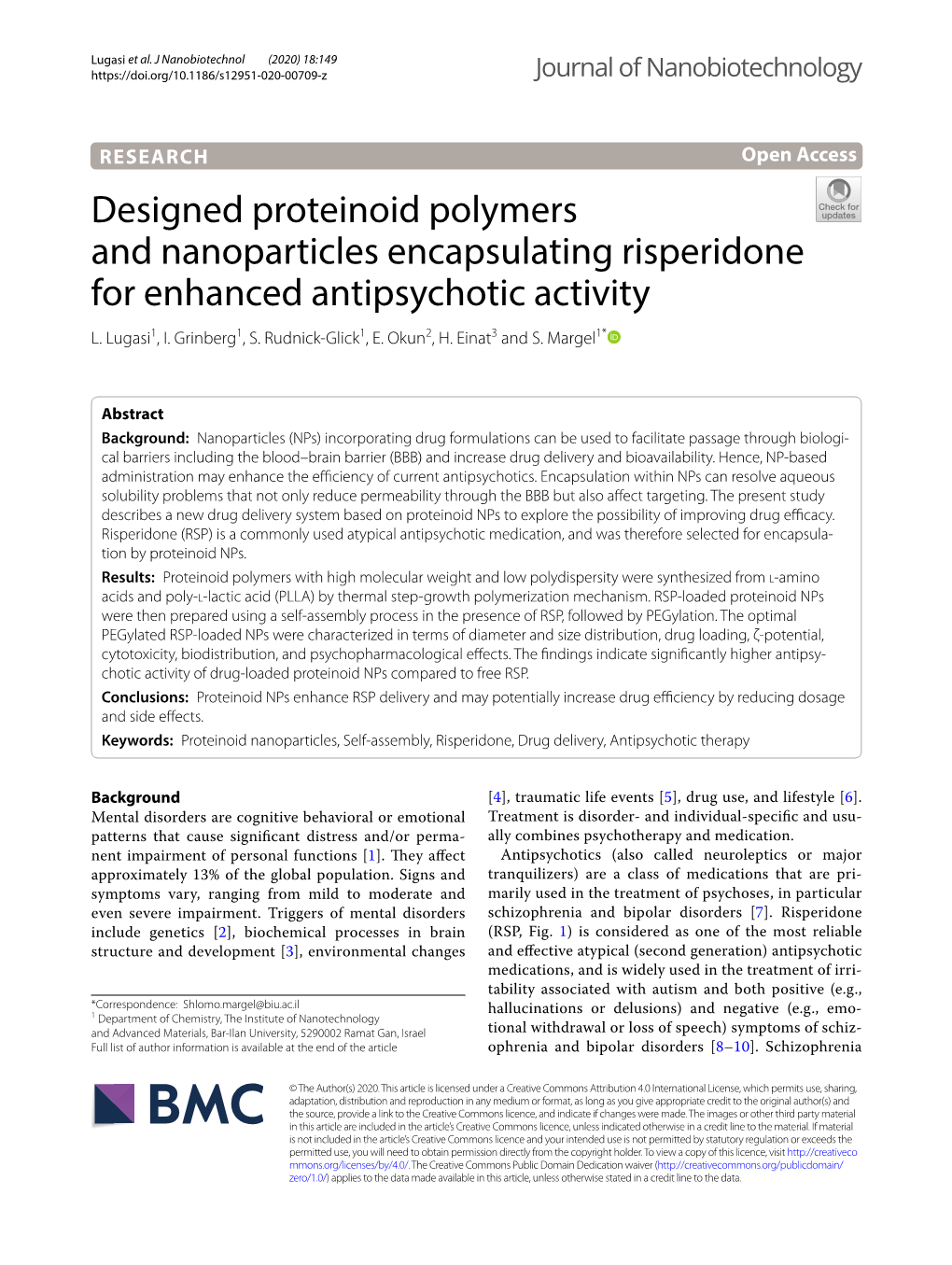 Designed Proteinoid Polymers and Nanoparticles Encapsulating Risperidone for Enhanced Antipsychotic Activity L