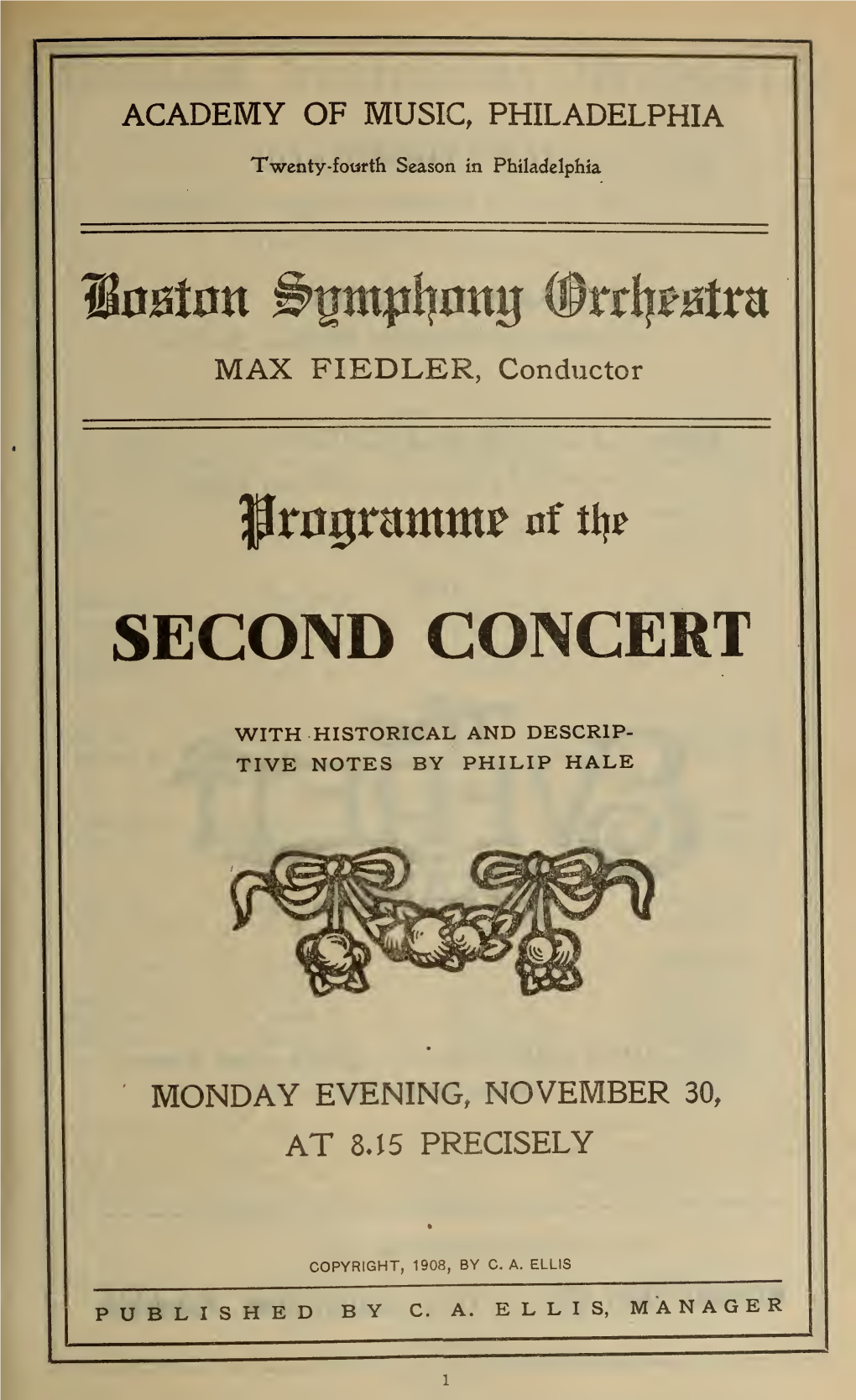 Boston Symphony Orchestra Concert Programs, Season 28,1908-1909, Trip