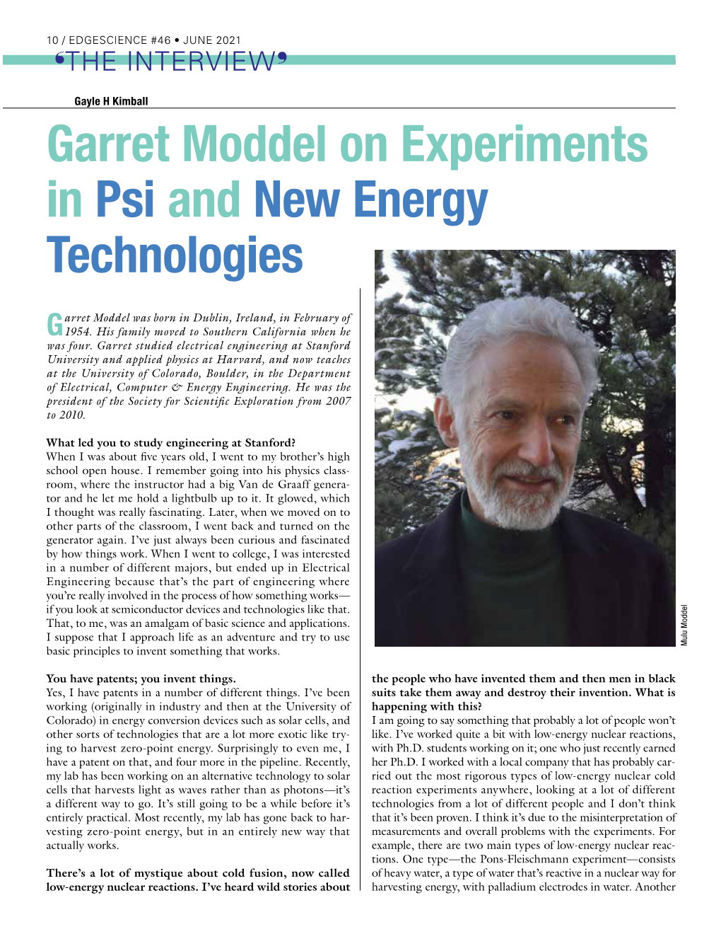 Garret Moddel on Experiments in Psi and New Energy Technologies