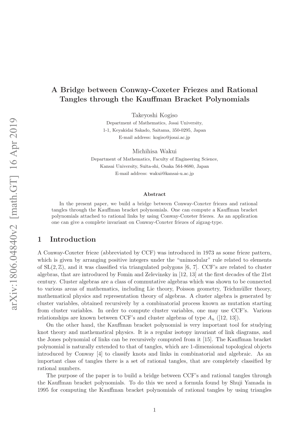 A Bridge Between Conway-Coxeter Friezes and Rational Tangles