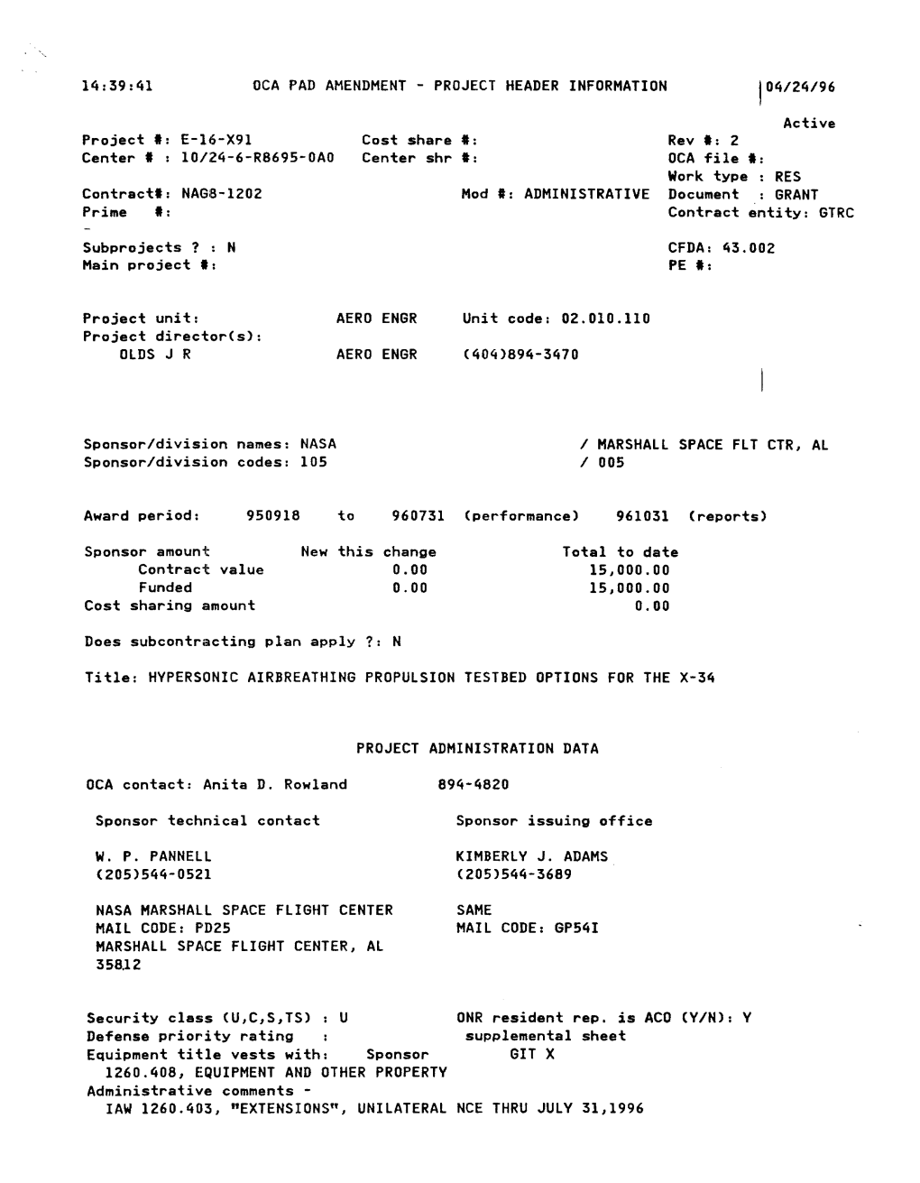 E-16-X91 Cost Share I