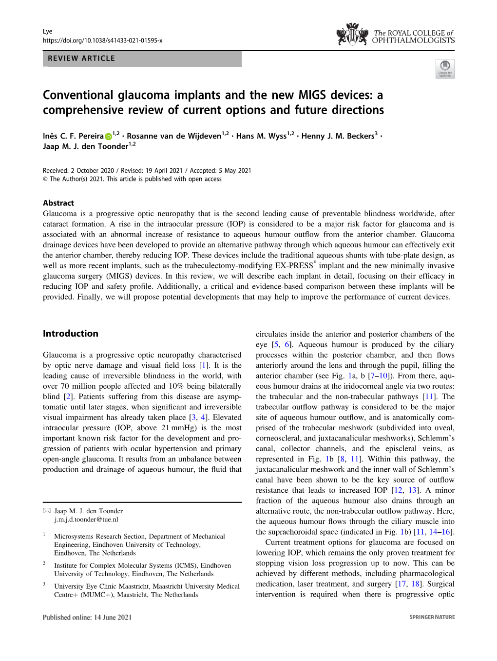 Conventional Glaucoma Implants and the New MIGS Devices: a Comprehensive Review of Current Options and Future Directions