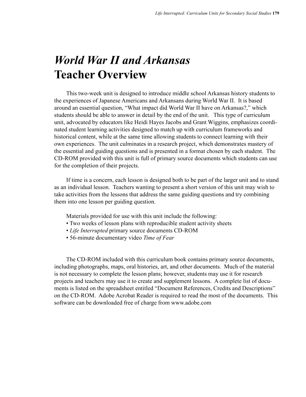 Download the Entire WWII and Arkansas Curriculum (PDF)