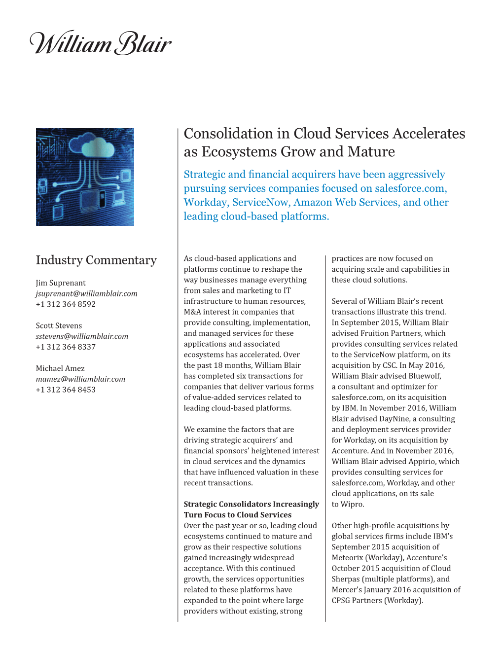 Consolidation in Cloud Services Accelerates As Ecosystems Grow