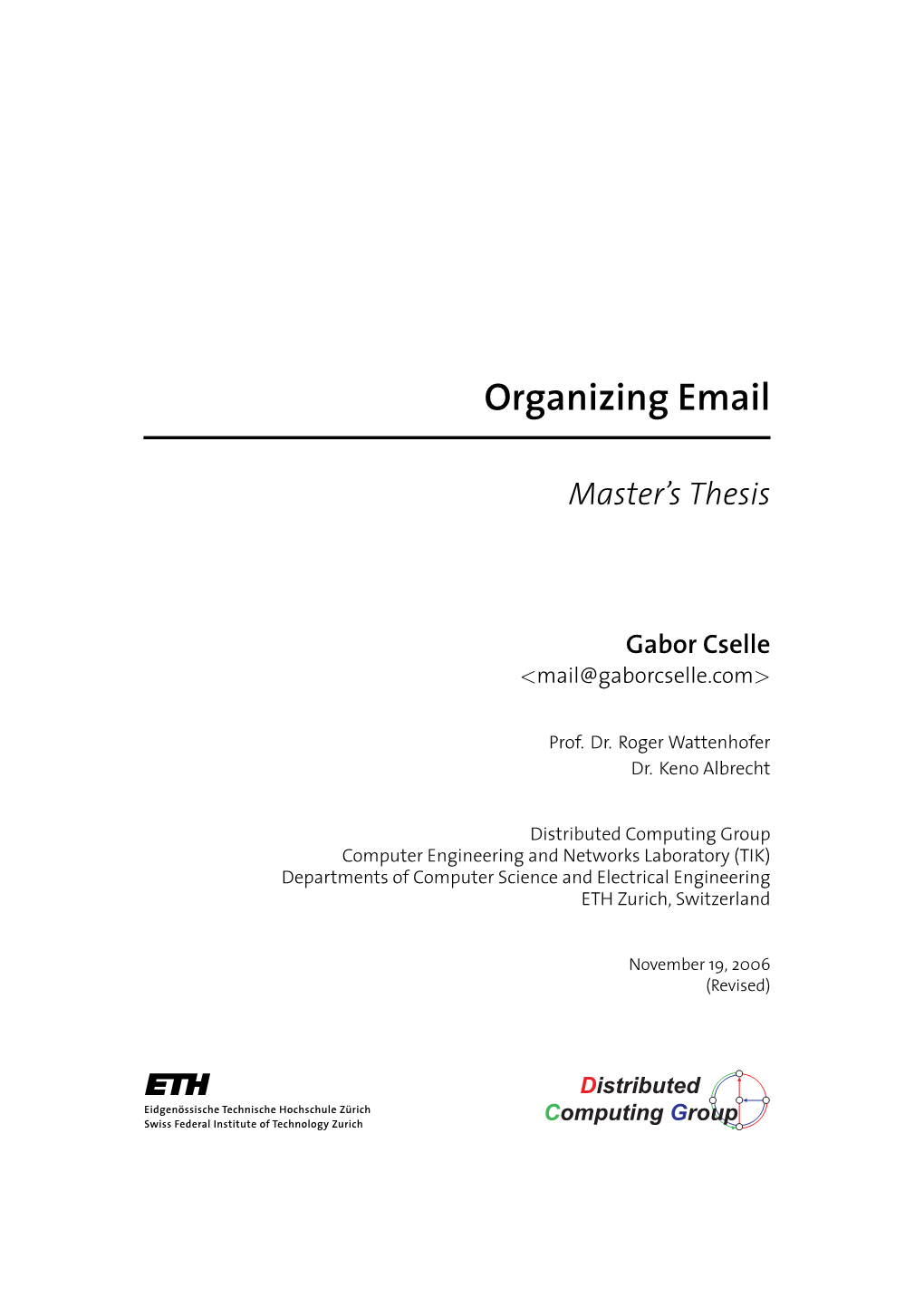 Gabor Cselle, Organizing Email, Master's Thesis