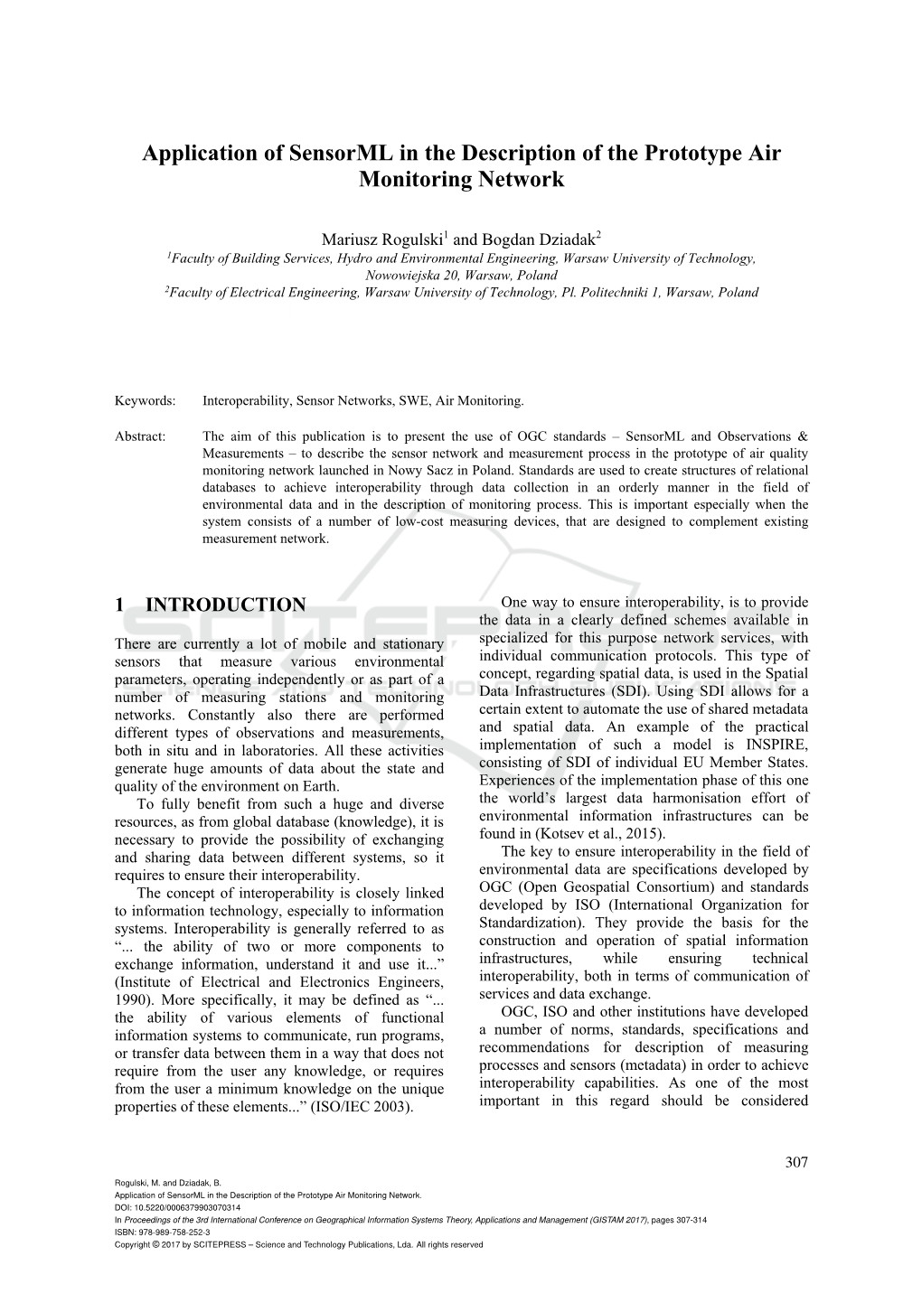 Application of Sensorml in the Description of the Prototype Air Monitoring Network