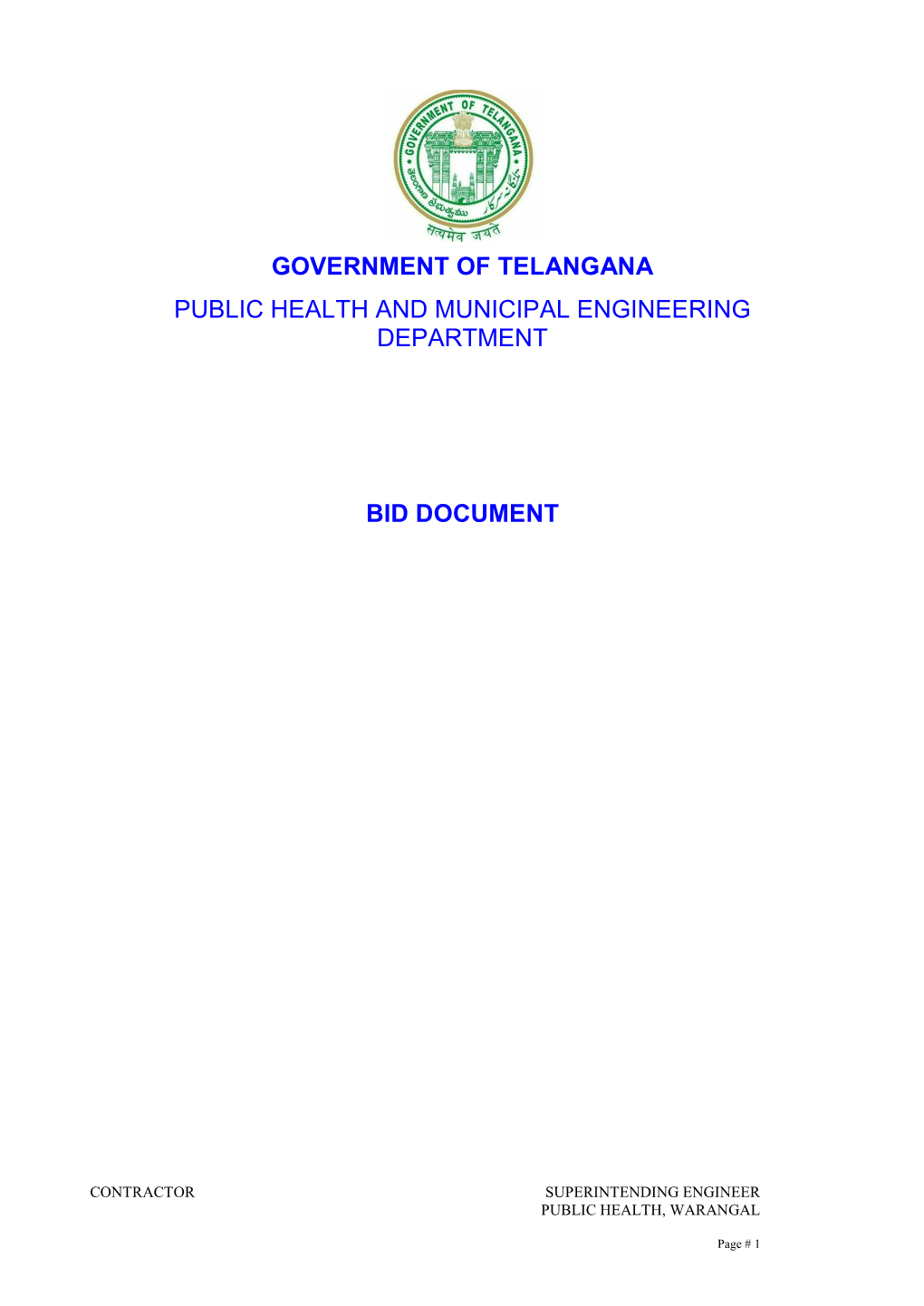 Government of Telangana Public Health and Municipal Engineering Department