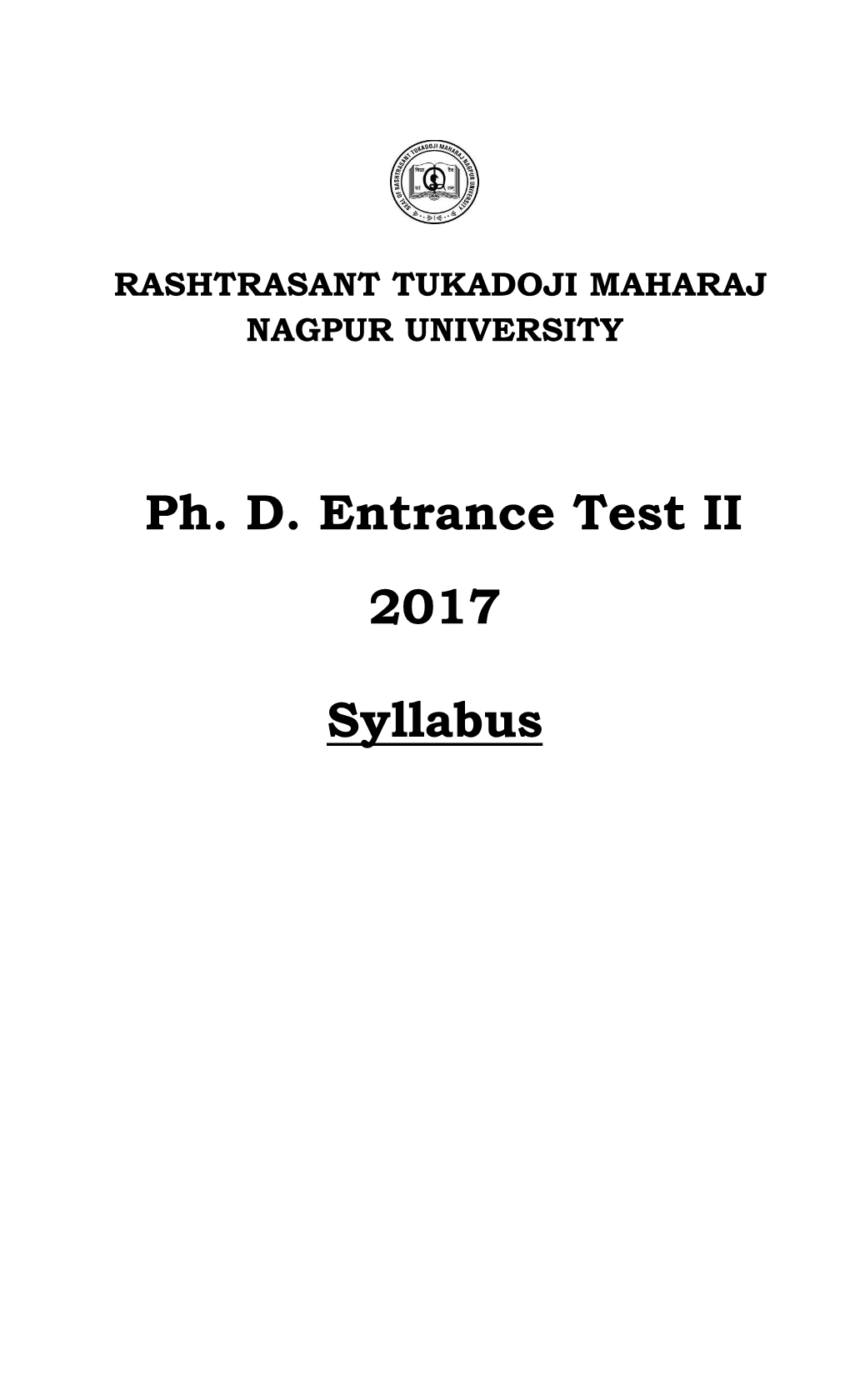 Ph. D. Entrance Test II 2017 Syllabus