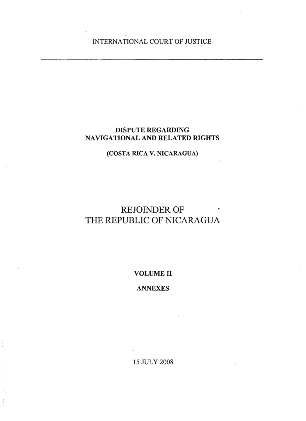 Rejoinder of the Republic of Nicaragua