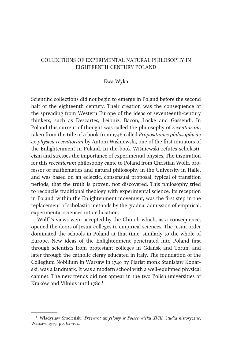 Collections of Experimental Natural Philosophy in Eighteenth-Century Poland