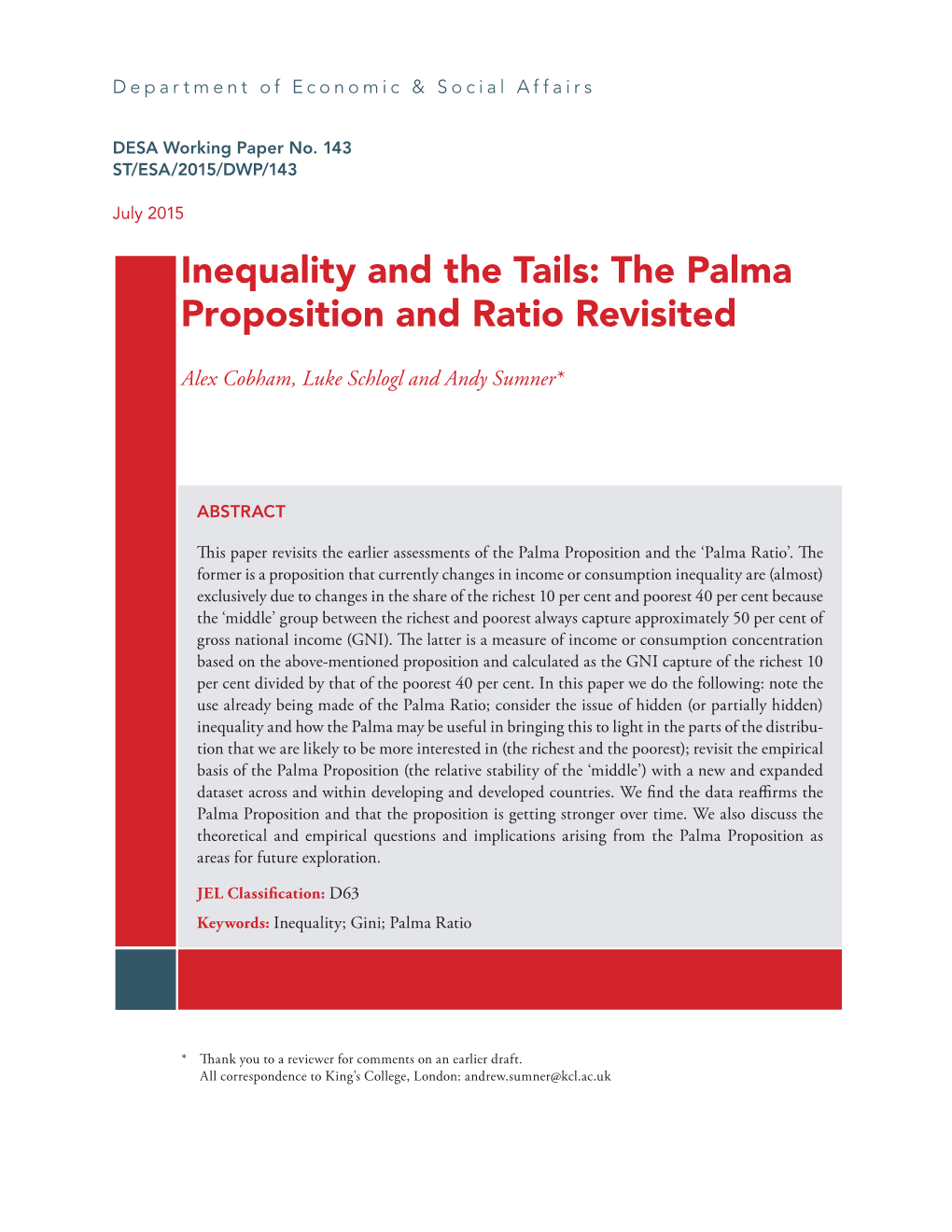 Inequality and the Tails: the Palma Proposition and Ratio Revisited