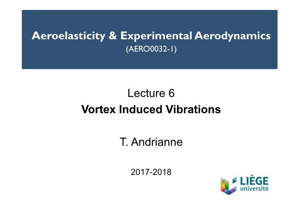Aeroelasticity & Experimental Aerodynamics Lecture 6 Vortex