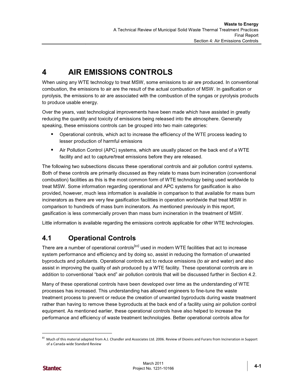 Technical Review of Municipal Solid Waste Thermal Treatment Practices Final Report Section 4: Air Emissions Controls