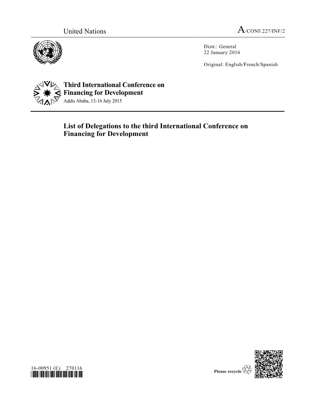 United Nations Third International Conference on Financing For