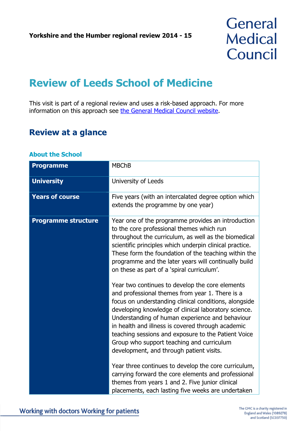 Review of Leeds School of Medicine