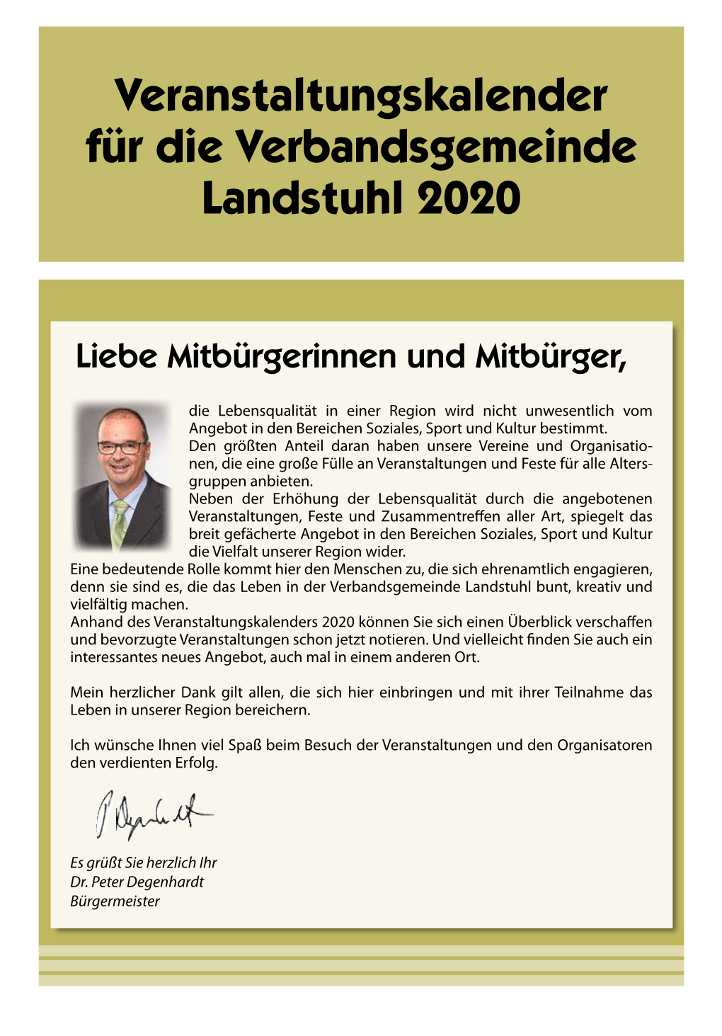 Veranstaltungskalender Für Die Verbandsgemeinde Landstuhl 2020