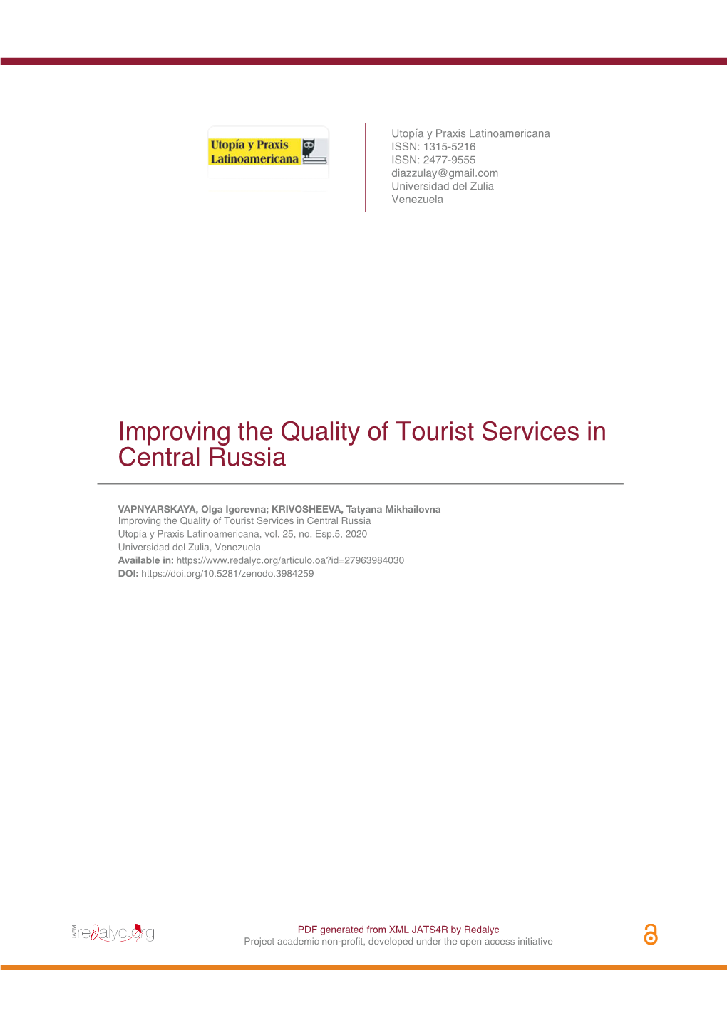 Improving the Quality of Tourist Services in Central Russia