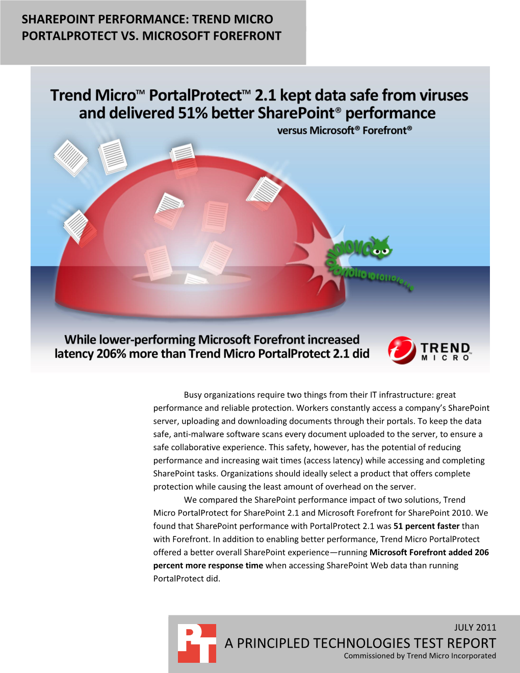 Sharepoint Performance: Trend Micro Portal Protect 2.1 Vs. Microsoft