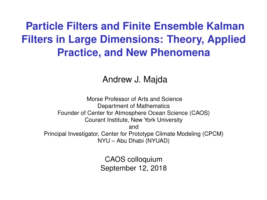 Particle Filters and Finite Ensemble Kalman Filters in Large Dimensions: Theory, Applied Practice, and New Phenomena