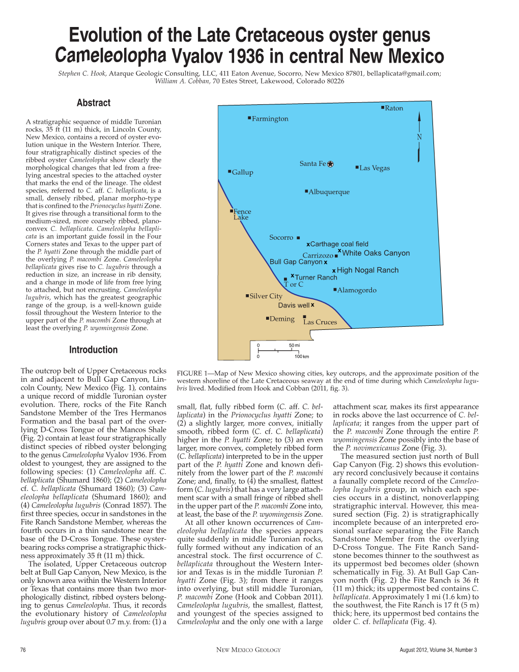 Evolution of the Late Cretaceous Oyster Genus Cameleolopha Vyalov 1936 in Central New Mexico Stephen C