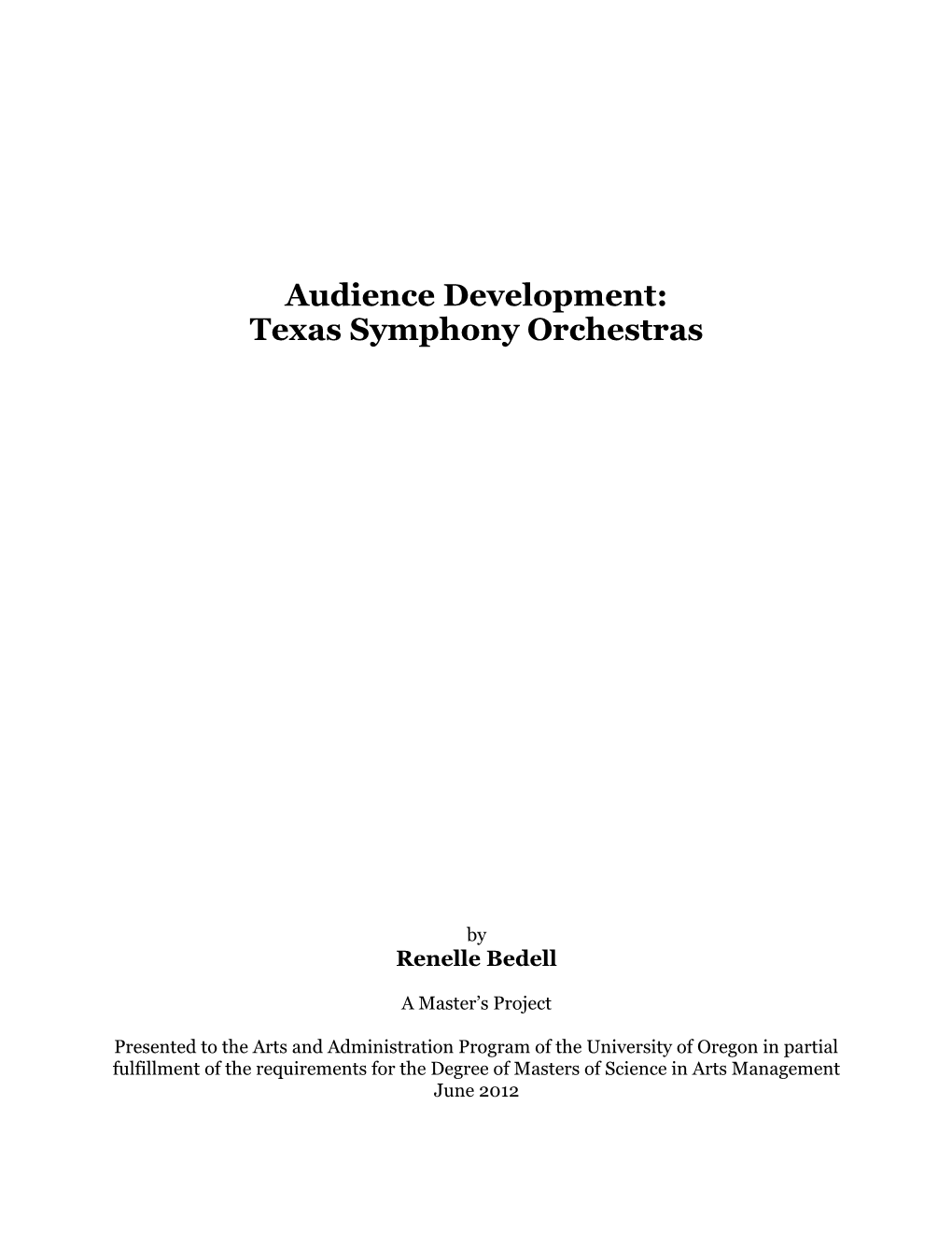 Audience Development: Texas Symphony Orchestras