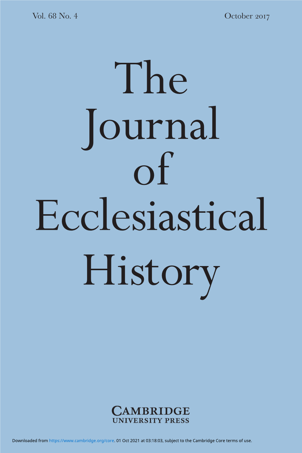 T He Journal of Ecclesiastical History