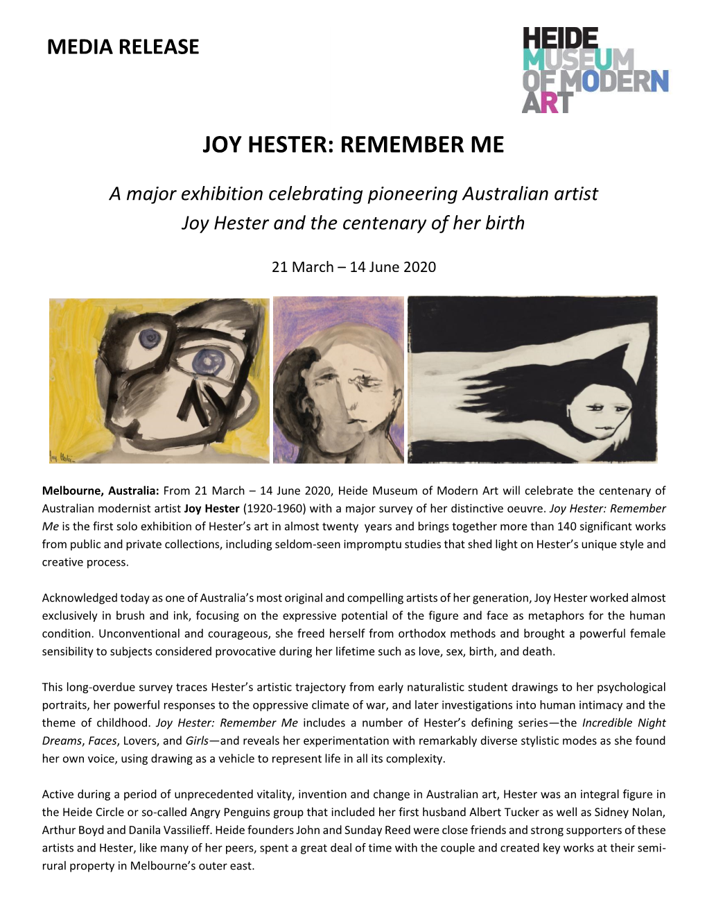 Joy Hester: Remember Me