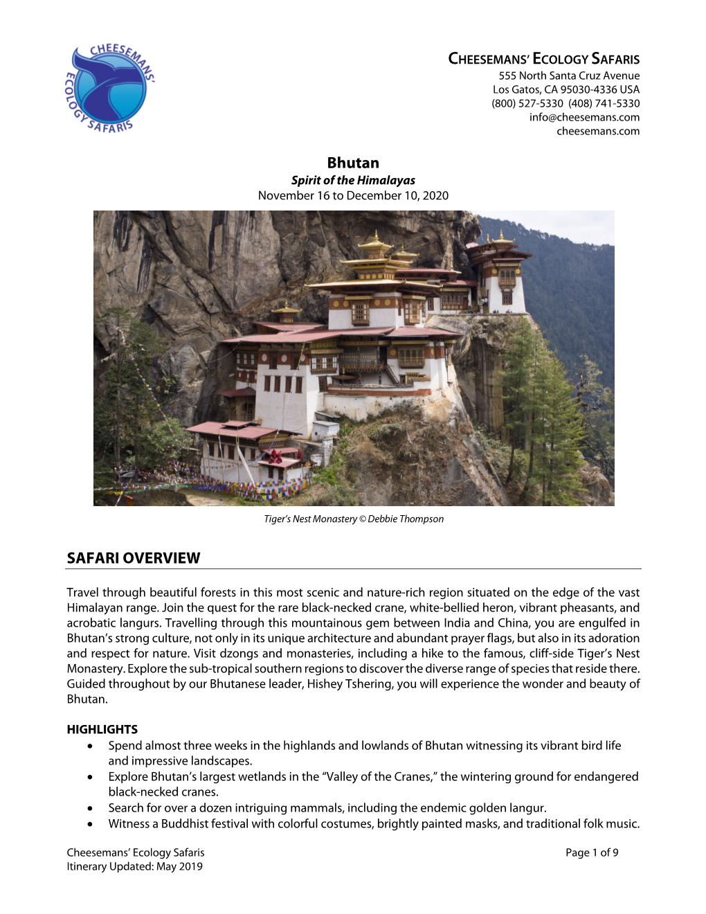 Bhutan SAFARI OVERVIEW
