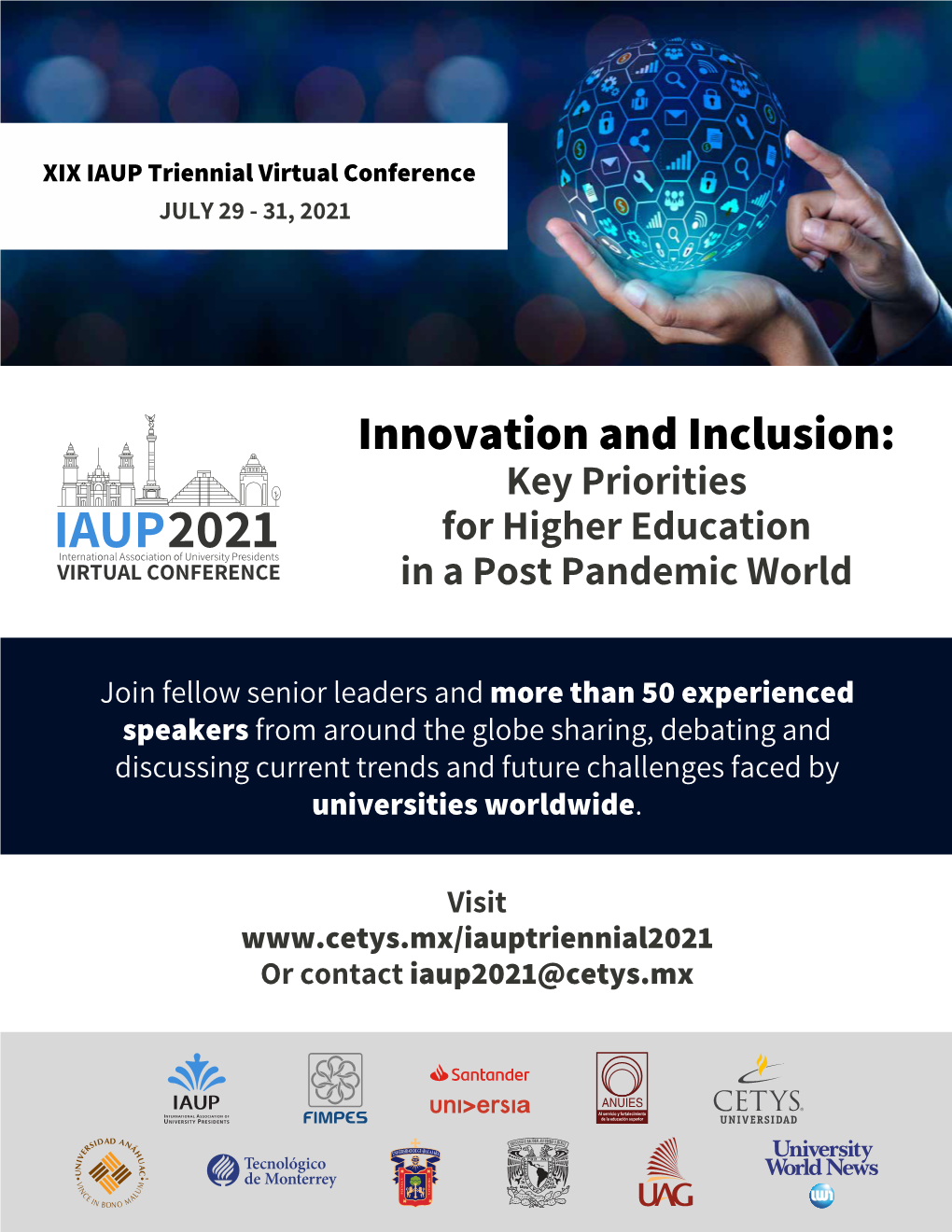 Innovation and Inclusion: Key Priorities IAUP2021 for Higher Education International Association of University Presidents VIRTUAL CONFERENCE in a Post Pandemic World