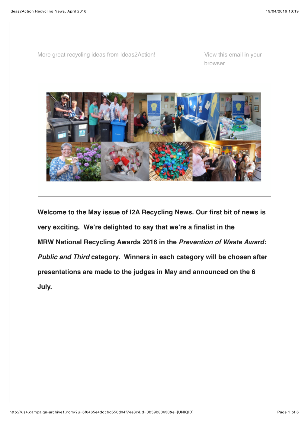 Ideas2action Recycling News, April 2016 19/04/2016 10:19