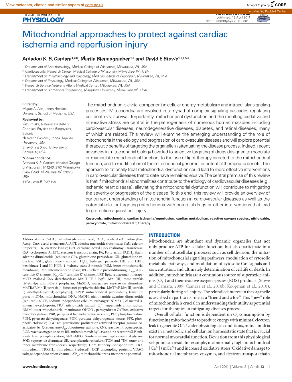 Mitochondrial Approaches to Protect Against Cardiac Ischemia and Reperfusion Injury