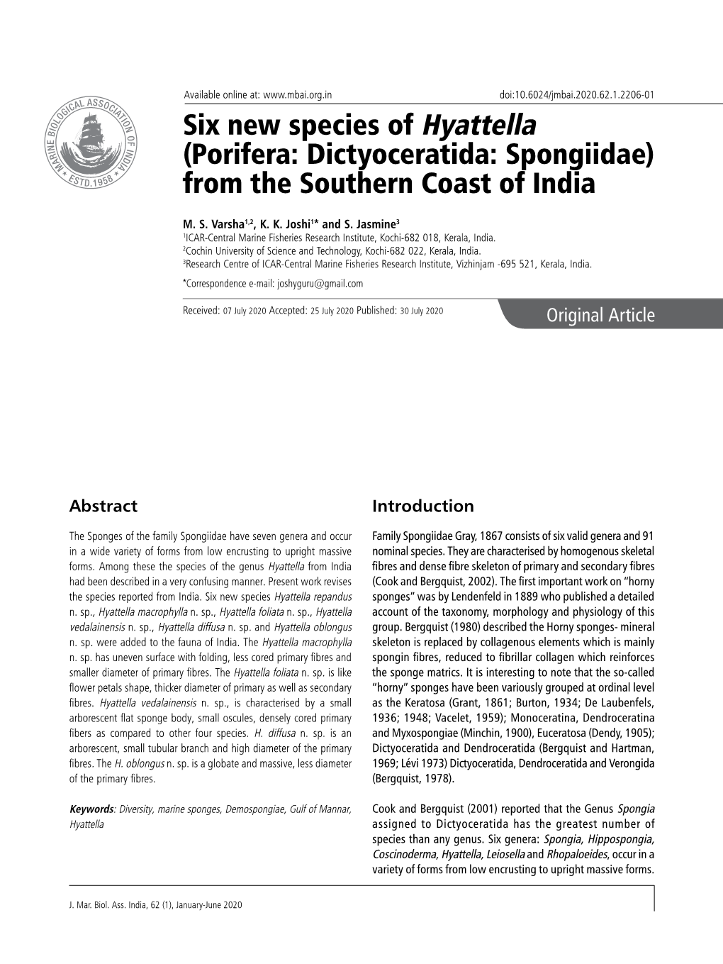 Porifera: Dictyoceratida: Spongiidae) from the Southern Coast of India