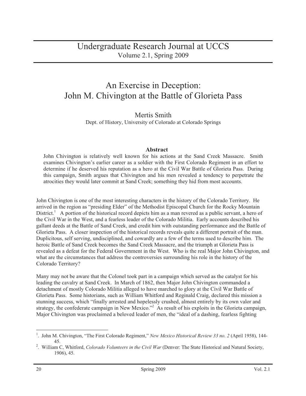 John Chivington and the Battle of Glorieta Pass