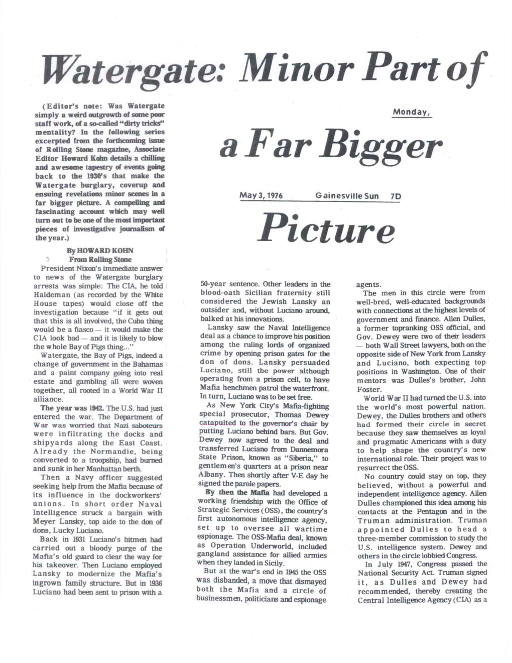 Watergate: Minor Part of a Far Bigger Picture