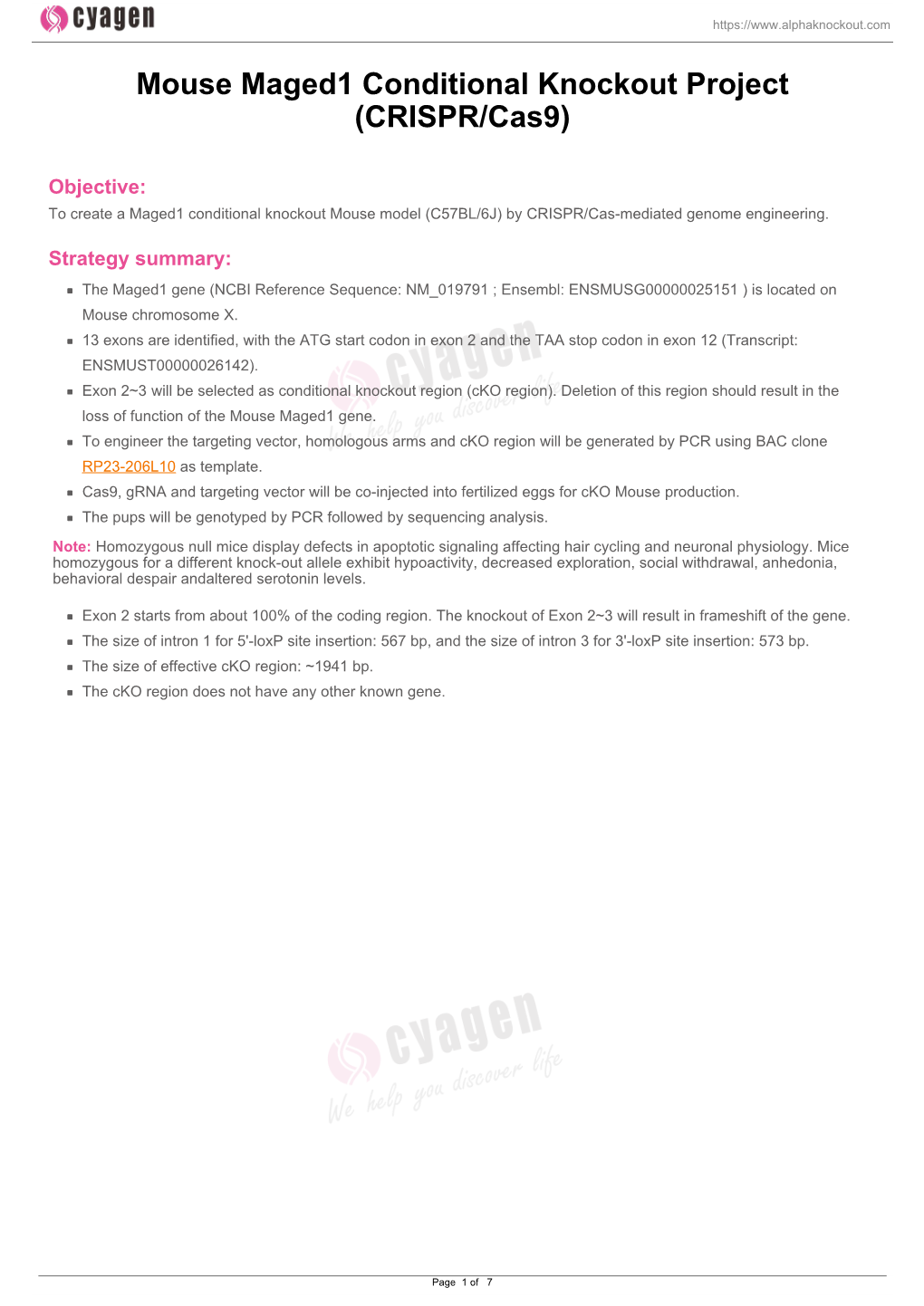 Mouse Maged1 Conditional Knockout Project (CRISPR/Cas9)