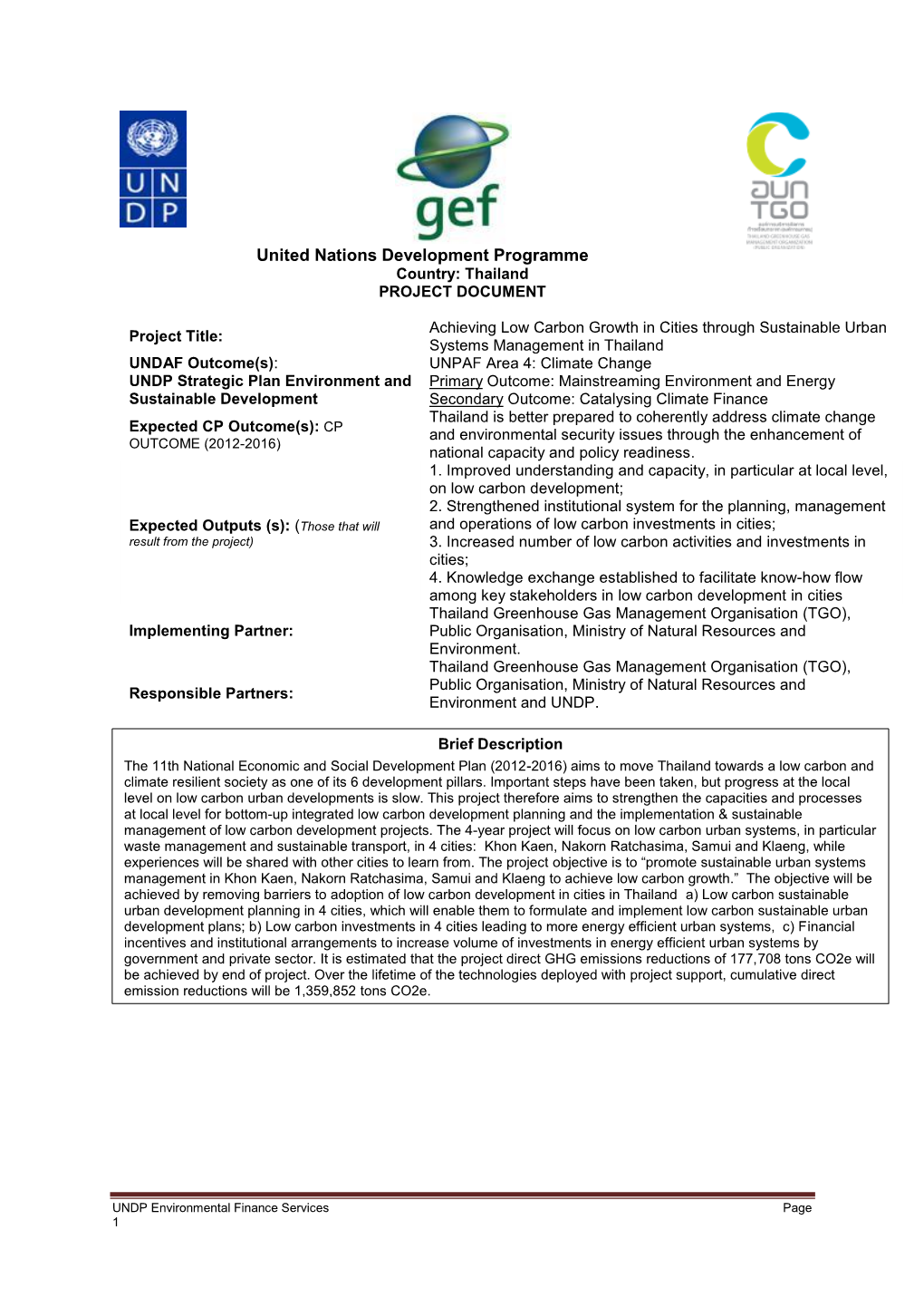 PIMS 4778 THA LCC Project Document FINAL