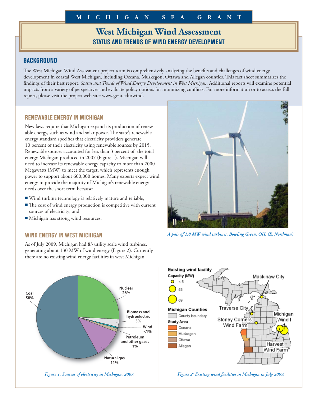 West Michigan Wind Assessment, Status and Trends of Wind Energy