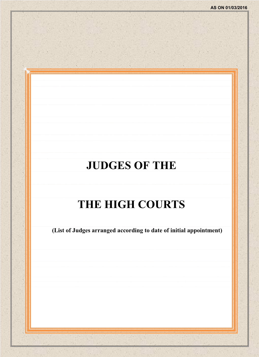 Judges of the the High Courts