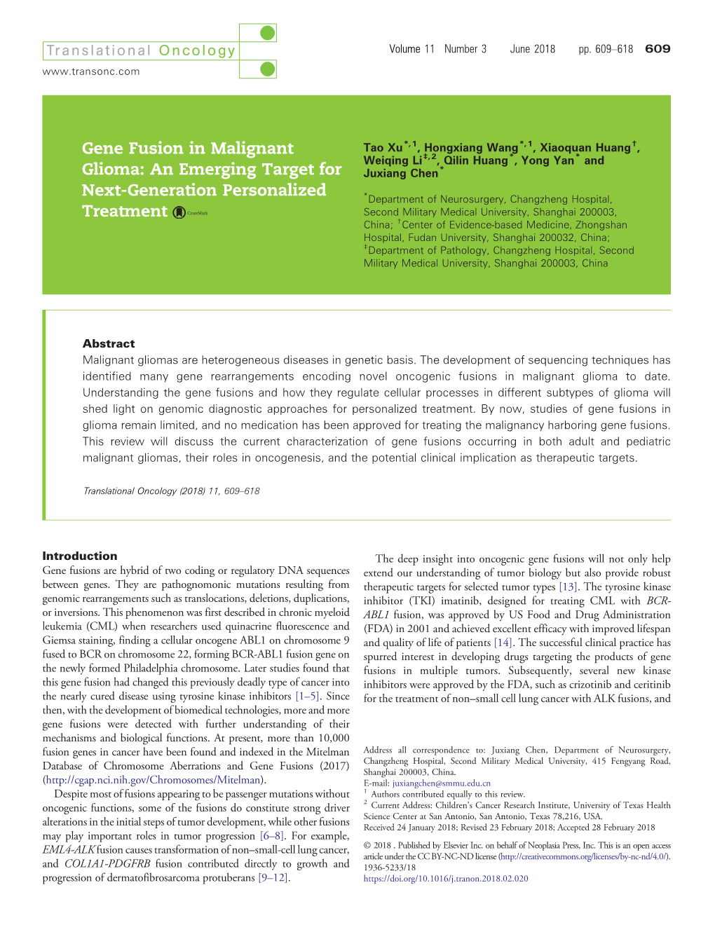 Gene Fusion in Malignant Glioma: an Emerging Target for Next