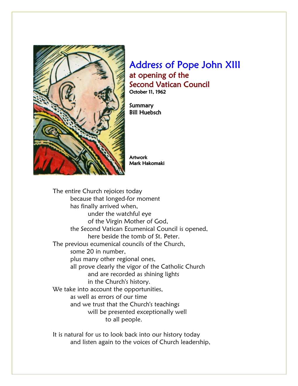 Address of Pope John XXIII
