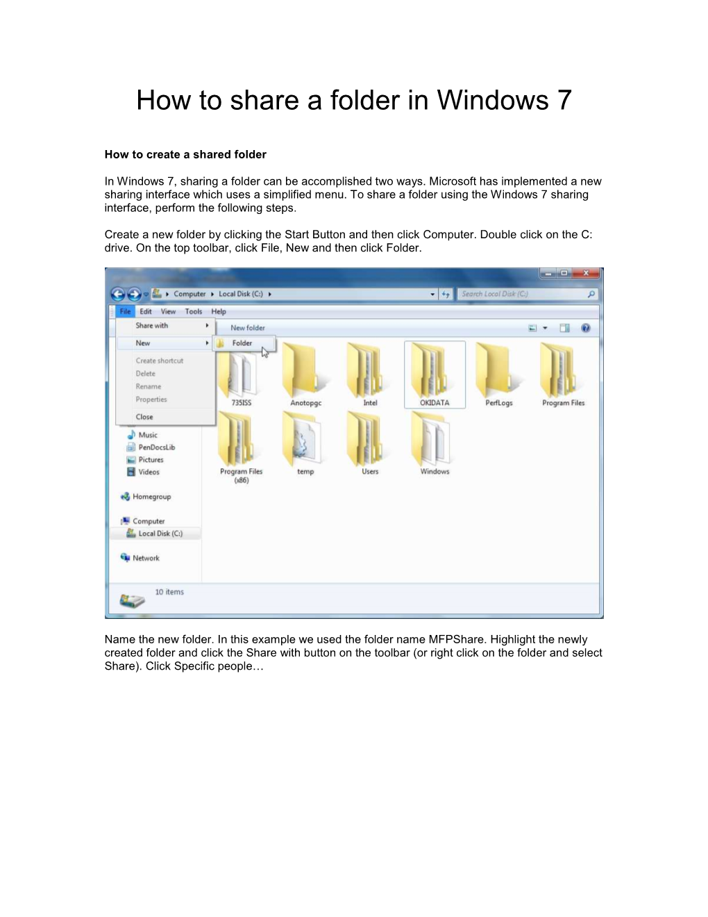 How to Share a Folder in Windows 7