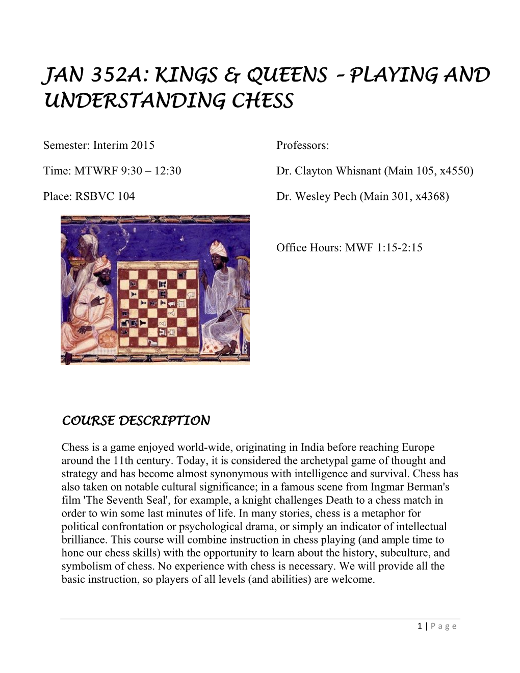Playing and Understanding Chess