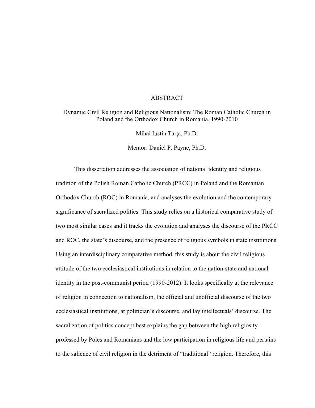 ABSTRACT Dynamic Civil Religion and Religious Nationalism