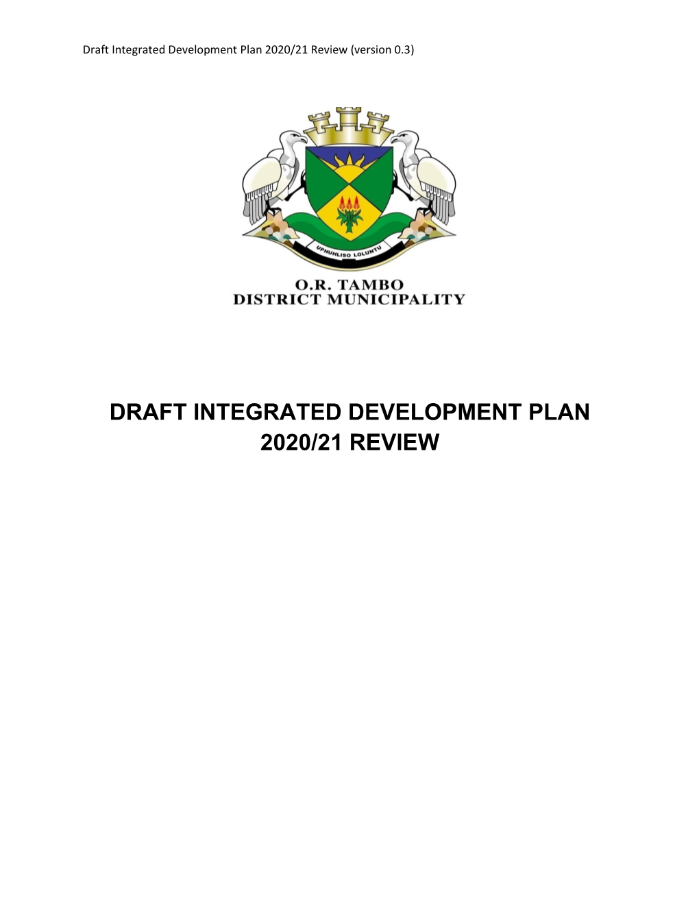 Draft Integrated Development Plan 2020/21 Review (Version 0.3)