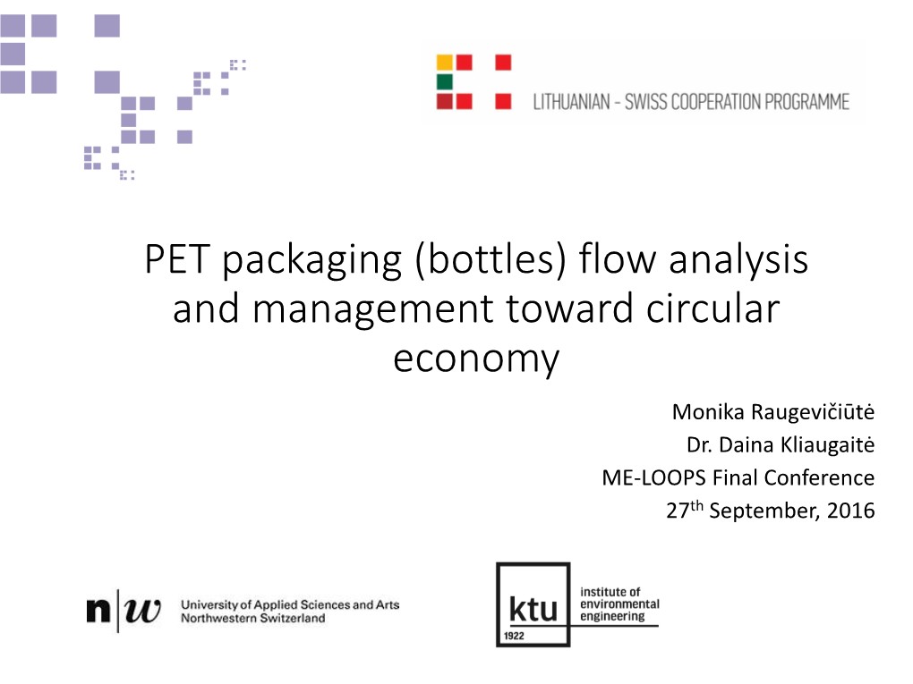 PET Bottles Flow Analysis and Management Toward Circular Economy