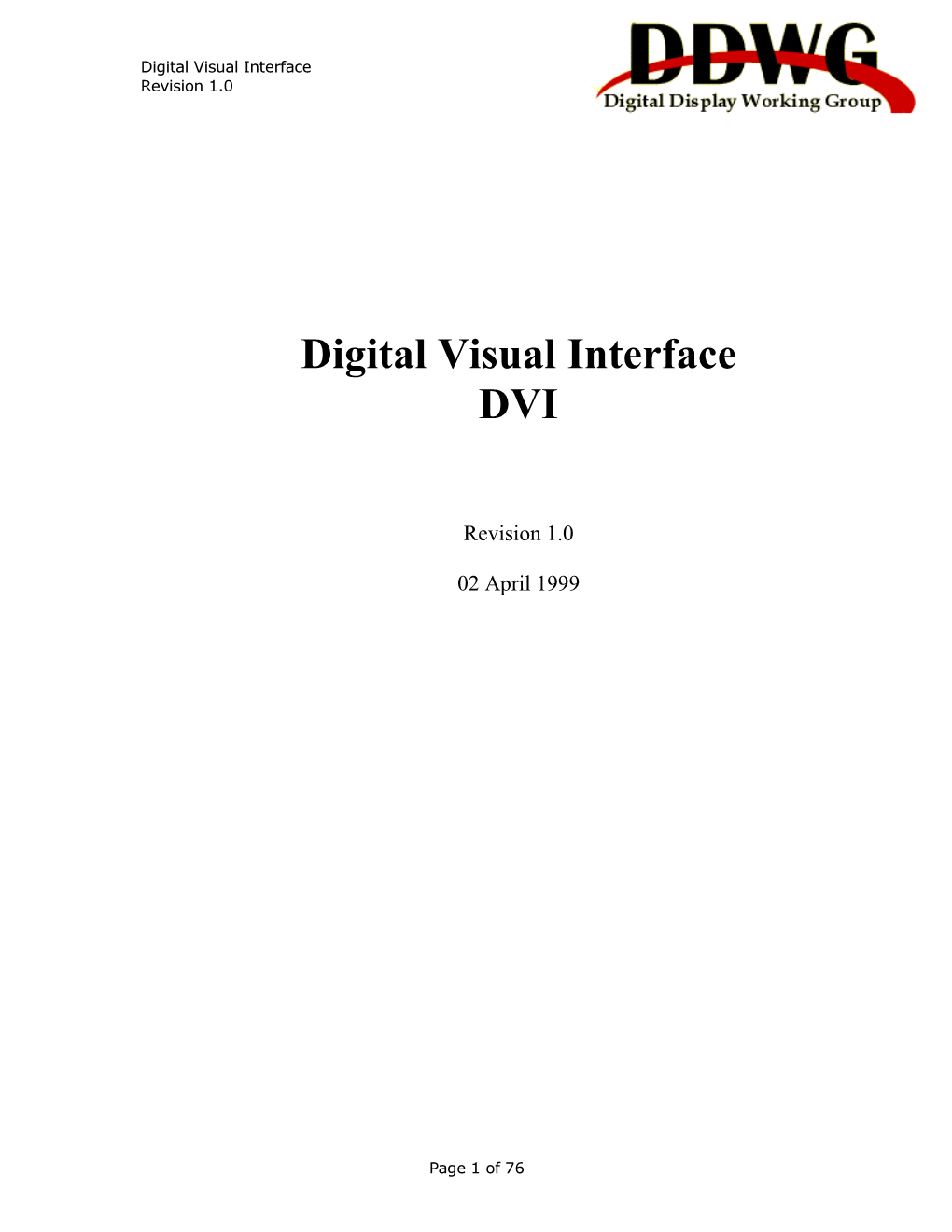 Digital Visual Interface Specification Version
