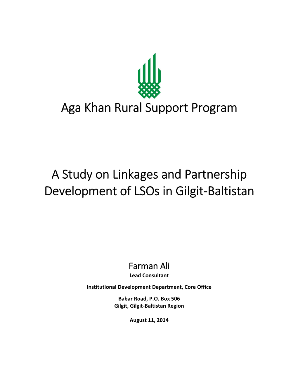 A Study on Linkages and Partnership Development of Lsos in Gilgit-Baltistan