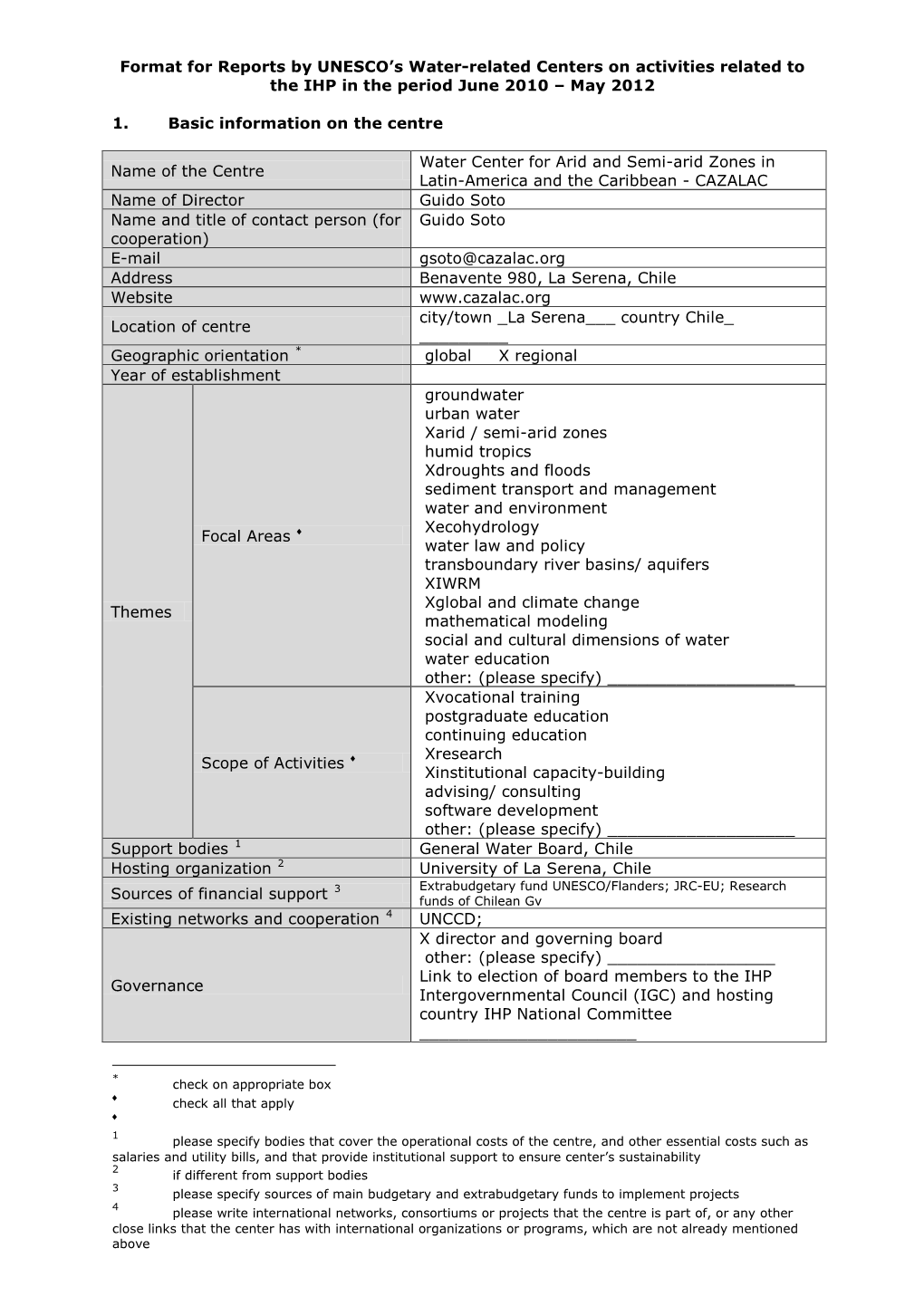 National Report on Ihp Related Activities