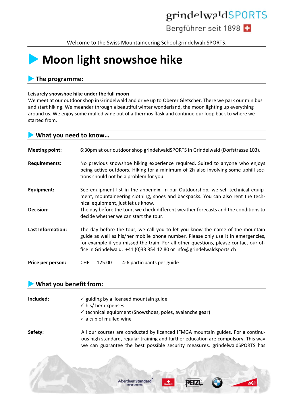 Programme Moon Light Snowshoe Hike