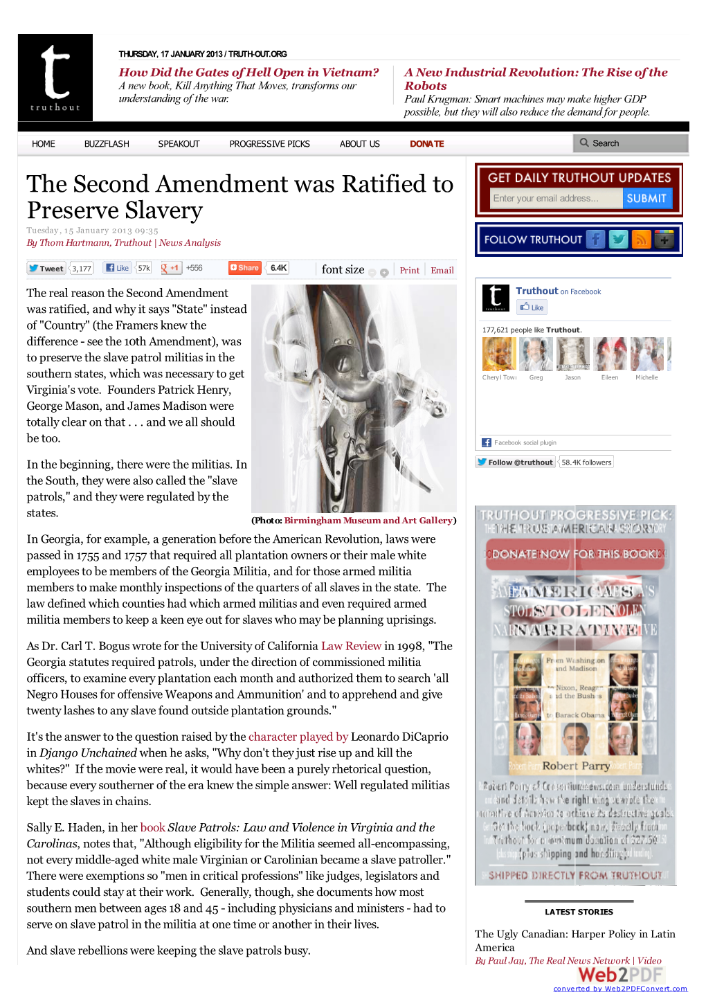 The Second Amendment Was Ratified to Preserve Slavery Enter Your Email Address